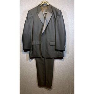Versini Mens Black 100% Wool Two Piece Tuxedo Suit Satin Peak Lapel R48 Korea